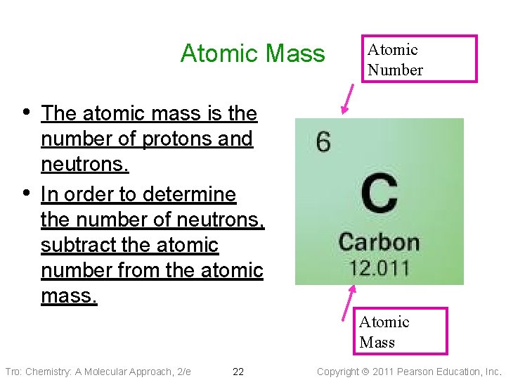 Atomic Mass Atomic Number • The atomic mass is the • number of protons