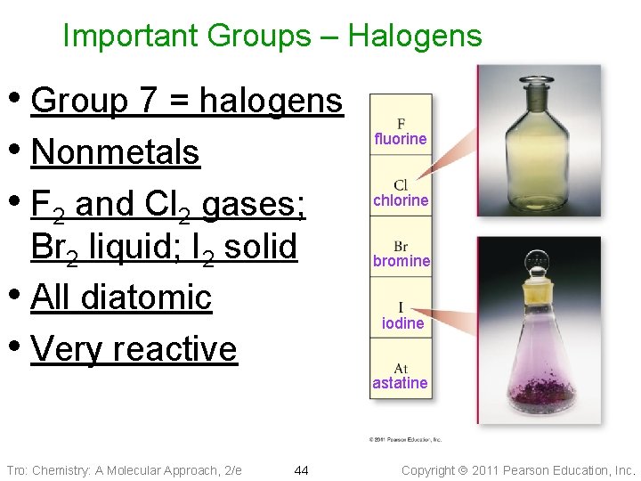 Important Groups – Halogens • Group 7 = halogens • Nonmetals • F 2