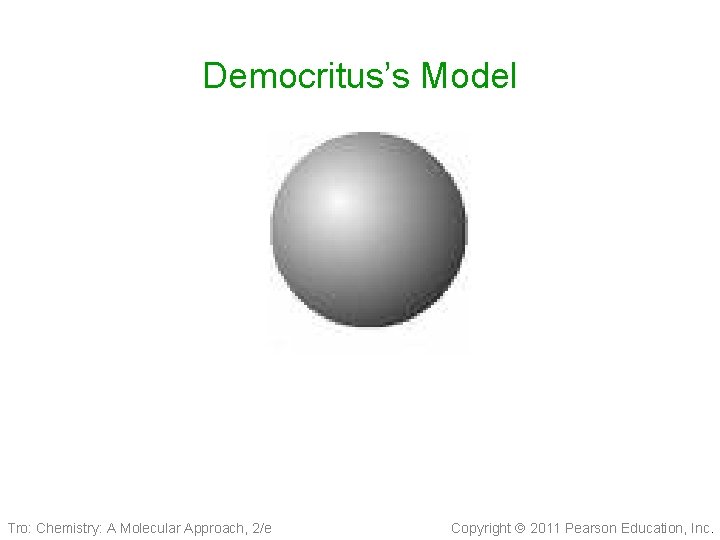 Democritus’s Model Tro: Chemistry: A Molecular Approach, 2/e Copyright 2011 Pearson Education, Inc. 