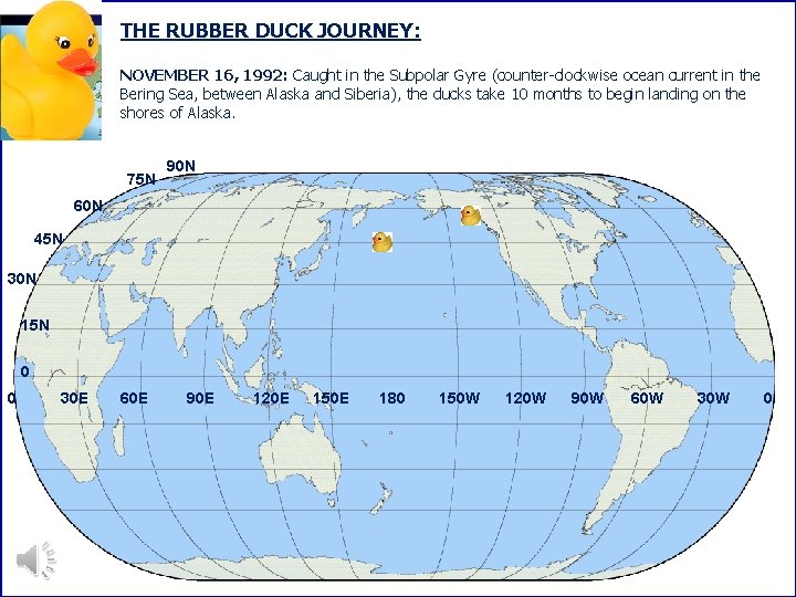 THE RUBBER DUCK JOURNEY: NOVEMBER 16, 1992: Caught in the Subpolar Gyre (counter-clockwise ocean