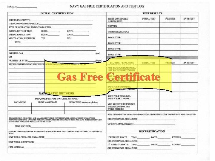 Gas Free Certificate Gas Free Certificate