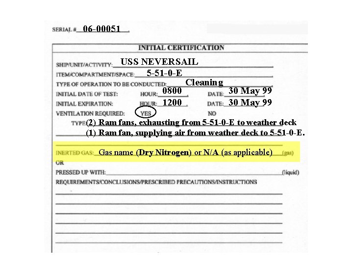 06 -00051 USS NEVERSAIL 5 -51 -0 -E Cleaning 0800 30 May 99 1200 06 -00051 USS NEVERSAIL 5 -51 -0 -E Cleaning 0800 30 May 99 1200