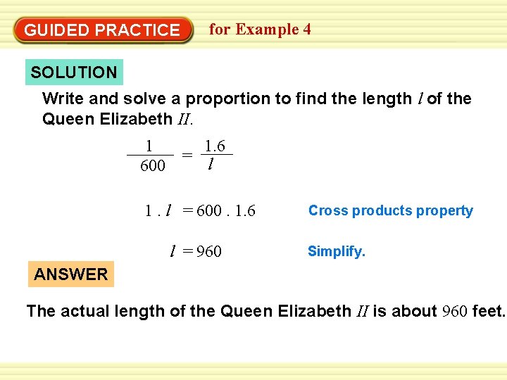 Use the on a 4 map EXAMPLE 4 for scale Example GUIDED PRACTICE SOLUTION