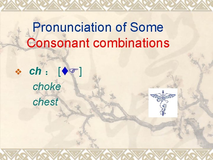 Pronunciation of Some Consonant combinations v ch ： [t. F] choke chest 