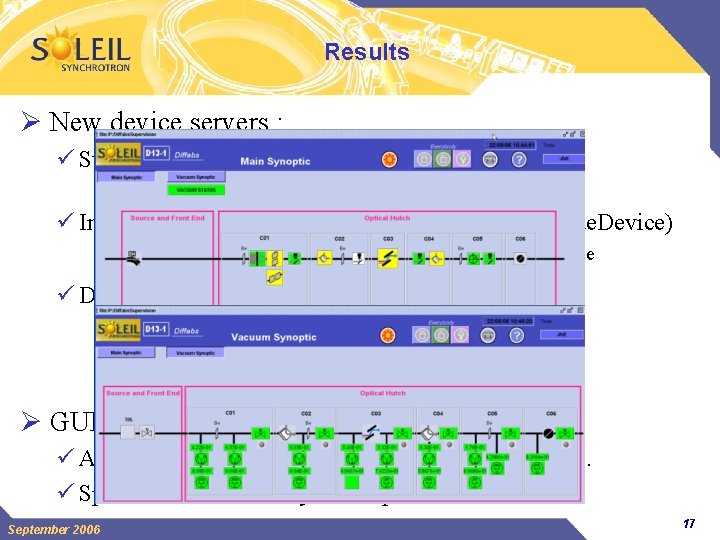 Results Ø New device servers : ü Supervision of a group of devices (Composers)