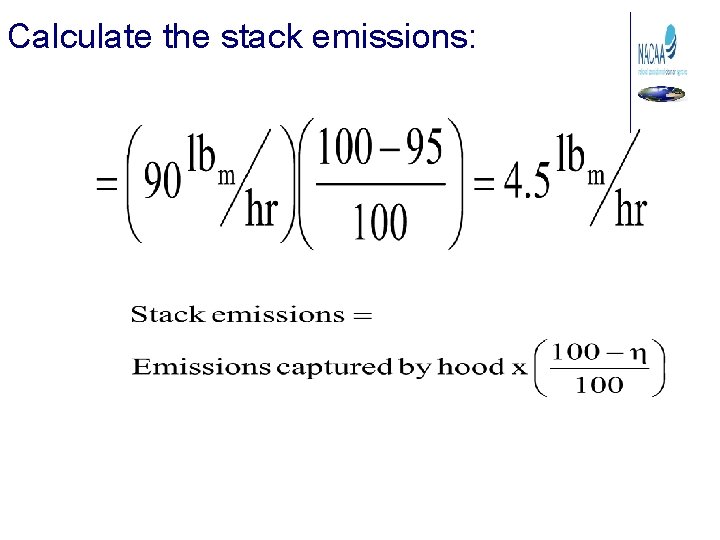 Calculate the stack emissions: 