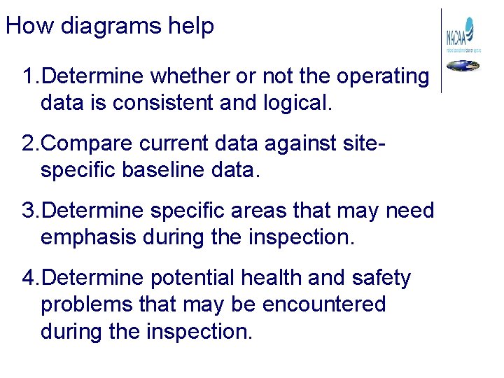 How diagrams help 1. Determine whether or not the operating data is consistent and
