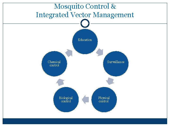Mosquito Control & Integrated Vector Management Education Chemical control Biological control Surveillance Physical control