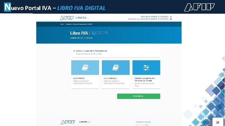 Nuevo Portal IVA – LIBRO IVA DIGITAL 16 