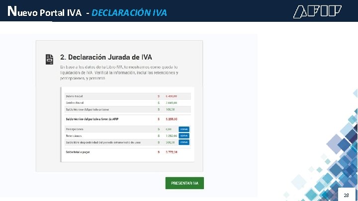 Nuevo Portal IVA - DECLARACIÓN IVA 28 