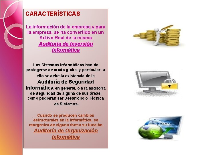 CARACTERÍSTICAS La información de la empresa y para la empresa, se ha convertido en