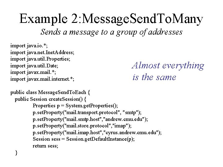 Example 2: Message. Send. To. Many Sends a message to a group of addresses
