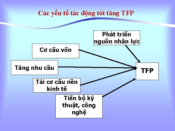 Các yếu tố tác động tới tăng TFP Phát triển nguồn nhân lực Cơ