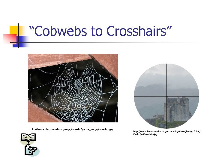 “Cobwebs to Crosshairs” http: //media. photobucket. com/image/cobwebs/gemma_margo/cobwebs 1. jpg http: //www. themcdonalds. net/~themcdo/richard/images/1/18/ Castle.