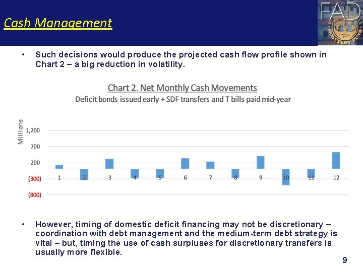 Cash Management • Such decisions would produce the projected cash flow profile shown in