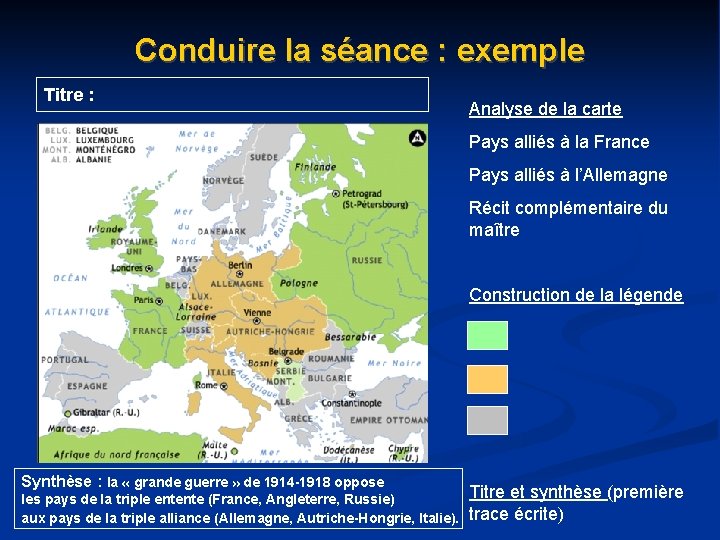 Conduire la séance : exemple Titre : Analyse de la carte Pays alliés à