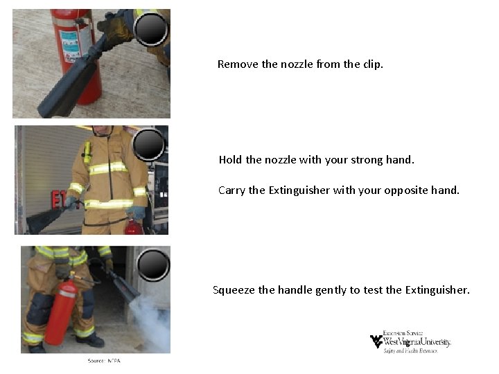 Remove the nozzle from the clip. Hold the nozzle with your strong hand. Carry Remove the nozzle from the clip. Hold the nozzle with your strong hand. Carry