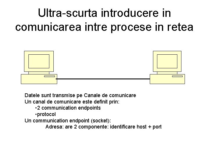 Ultra-scurta introducere in comunicarea intre procese in retea Datele sunt transmise pe Canale de