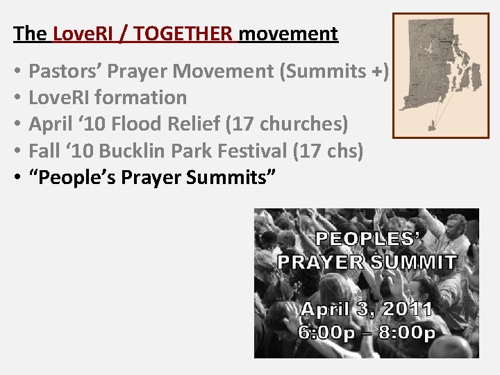 The Love. RI / TOGETHER movement • • • Pastors’ Prayer Movement (Summits +)