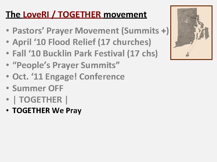 The Love. RI / TOGETHER movement • • Pastors’ Prayer Movement (Summits +) April