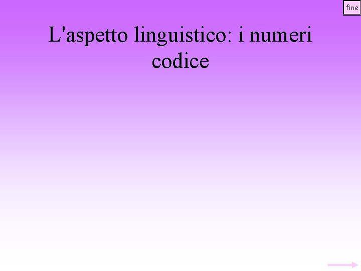 fine L'aspetto linguistico: i numeri codice 