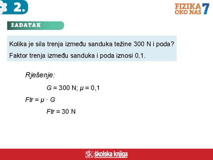 Kolika je sila trenja između sanduka težine 300 N i poda? Faktor trenja između