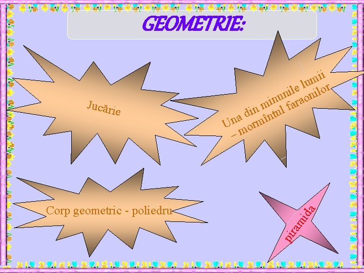 GEOMETRIE: Corp geometric - poliedru pir am ida Jucări e ii m lu or