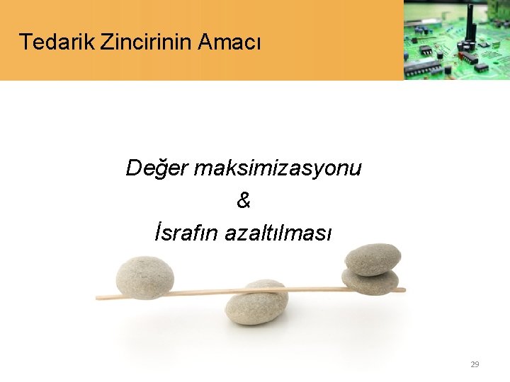 Tedarik Zincirinin Amacı Değer maksimizasyonu & İsrafın azaltılması 29 