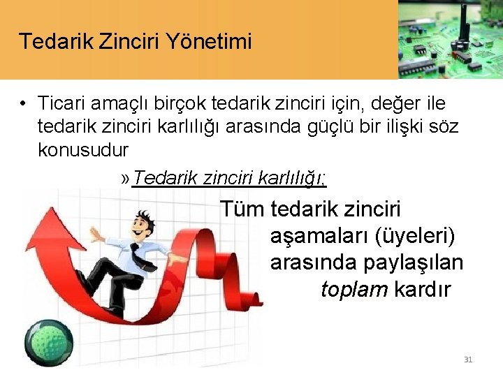 Tedarik Zinciri Yönetimi • Ticari amaçlı birçok tedarik zinciri için, değer ile tedarik zinciri