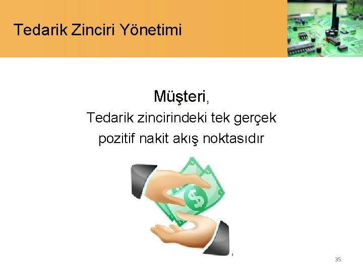 Tedarik Zinciri Yönetimi Müşteri, Tedarik zincirindeki tek gerçek pozitif nakit akış noktasıdır 35 