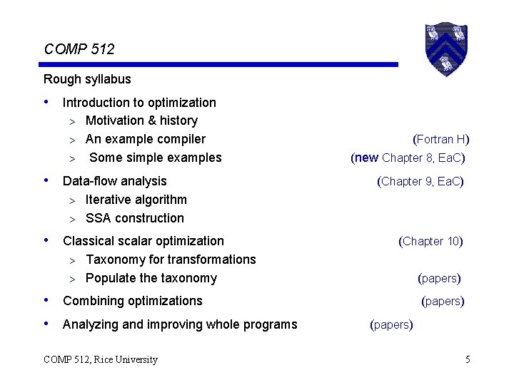COMP 512 Rough syllabus • Introduction to optimization Motivation & history > An example