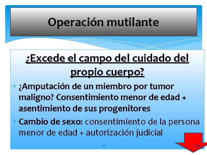 Operación mutilante ¿Excede el campo del cuidado del propio cuerpo? ¿Amputación de un miembro