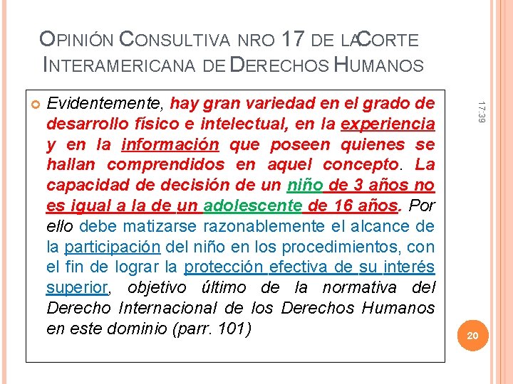 OPINIÓN CONSULTIVA NRO 17 DE LACORTE INTERAMERICANA DE DERECHOS HUMANOS Evidentemente, hay gran variedad