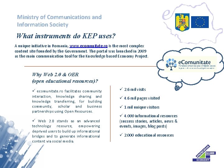 Ministry of Communications and Information Society What instruments do KEP uses? A unique initiative