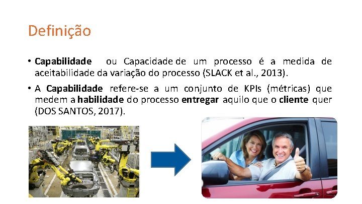 Definição • Capabilidade ou Capacidade de um processo é a medida de aceitabilidade da