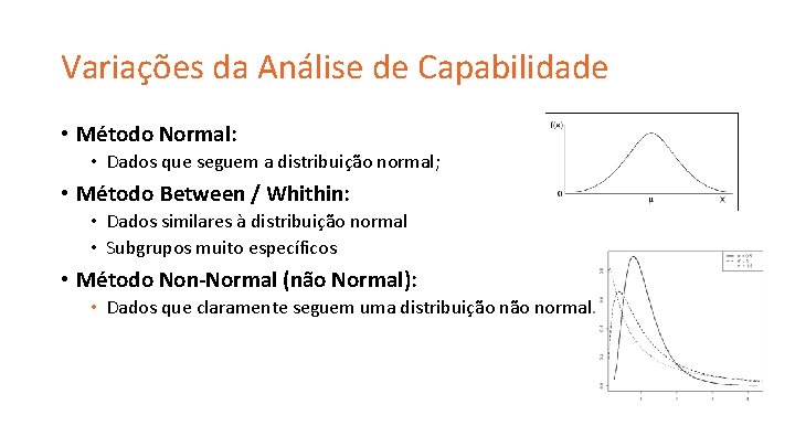 Variações da Análise de Capabilidade • Método Normal: • Dados que seguem a distribuição