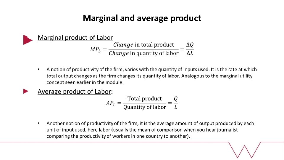 Marginal and average product 