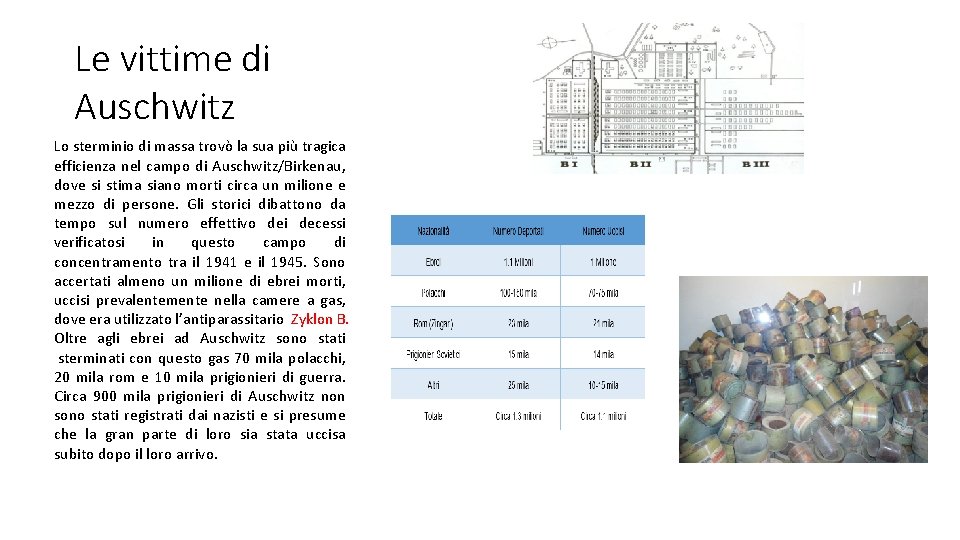 Le vittime di Auschwitz Lo sterminio di massa trovò la sua più tragica efficienza