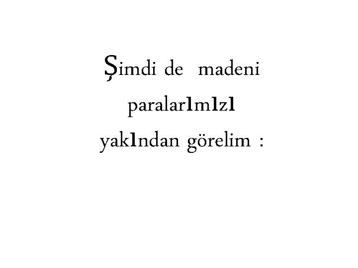 Şimdi de madeni paralarımızı yakından görelim : 