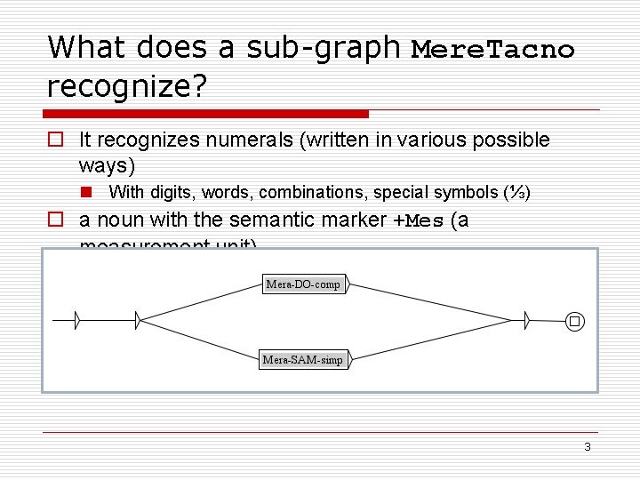 What does a sub-graph Mere. Tacno recognize? o It recognizes numerals (written in various