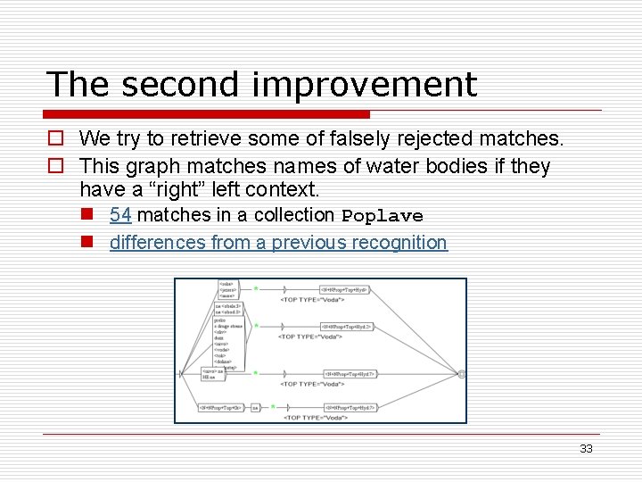 The second improvement o We try to retrieve some of falsely rejected matches. o