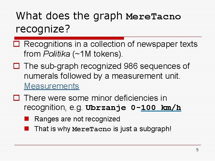 What does the graph Mere. Tacno recognize? o Recognitions in a collection of newspaper