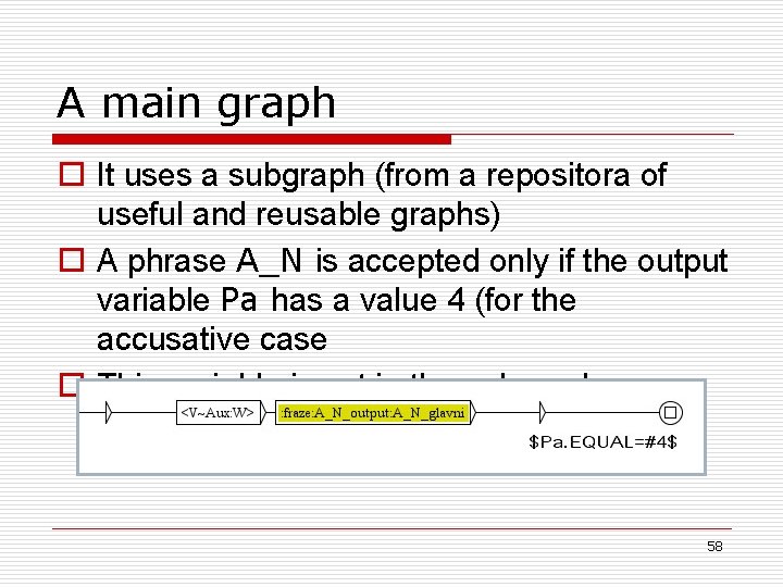 A main graph o It uses a subgraph (from a repositora of useful and