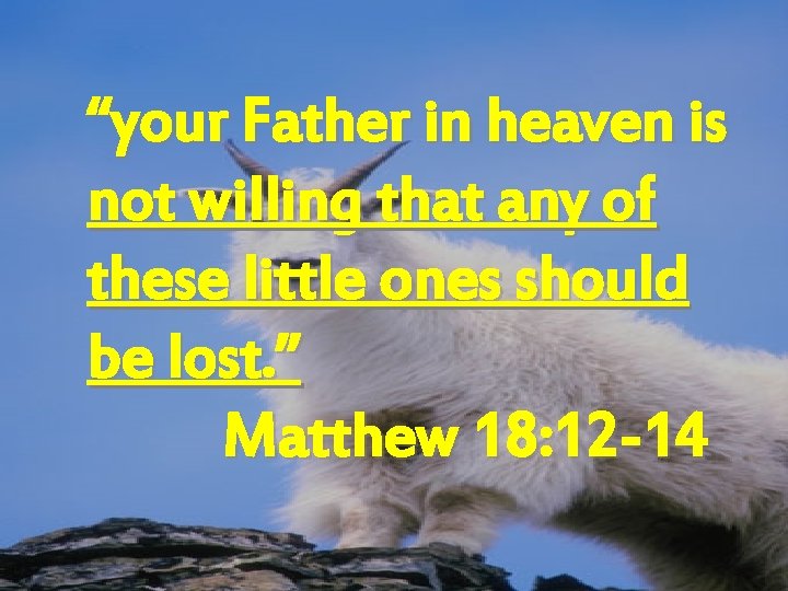 “your Father in heaven is not willing that any of these little ones should