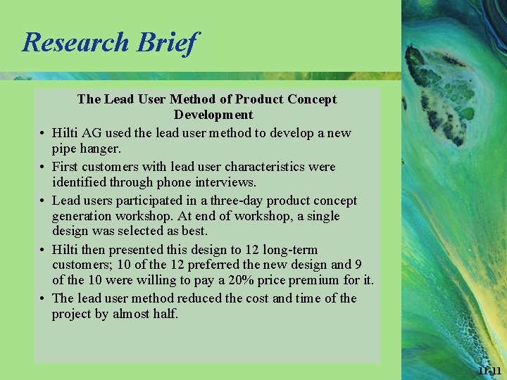 Research Brief • • • The Lead User Method of Product Concept Development Hilti