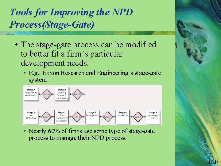 Tools for Improving the NPD Process(Stage-Gate) • The stage-gate process can be modified to