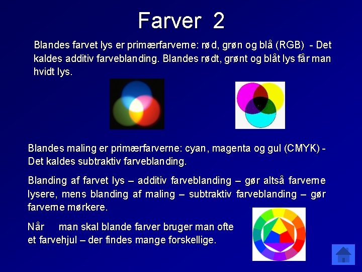 Farver 2 Blandes farvet lys er primærfarverne: rød, grøn og blå (RGB) - Det