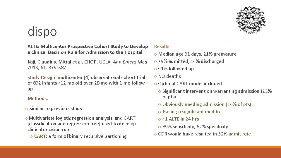 dispo ALTE: Multicenter Prospective Cohort Study to Develop a Clinical Decision Rule for Admission
