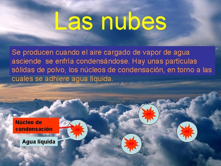 Las nubes Se producen cuando el aire cargado de vapor de agua asciende se