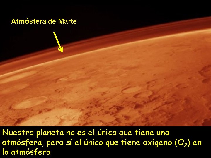 Atmósfera de Marte Nuestro planeta no es el único que tiene una atmósfera, pero